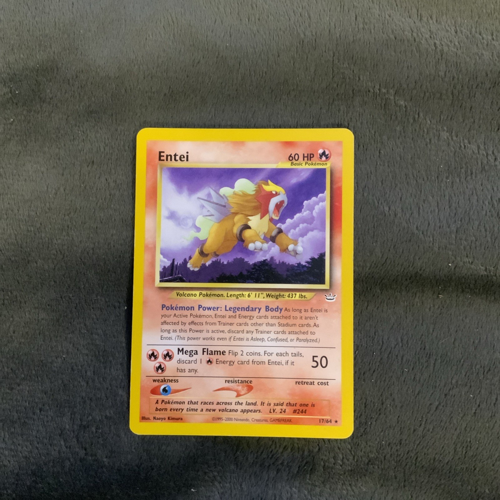 Pokémon Company Entei 17/64 Neo Revelation 2000 Rare Regular Unlimited LP CREASE