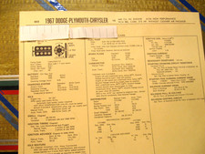 1967 Dodgeplymouthchrysler 440-375hp 4bbl. Wo Air Pak. Standardsadjust Card