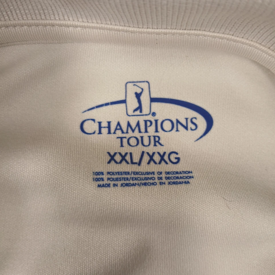 Polo de golf Champion's Tour para hombre talla XXL negro blanco a rayas manga larga Foto 3 de 4