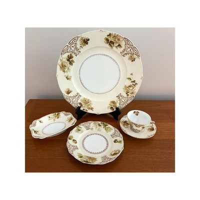 Vintage Silesia Claron Old Ivory Hermann Ohme Tea Cup Saucer Plate Serving Dish