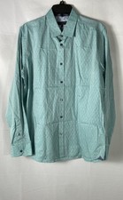 Ted Baker Men's Blue Geometric Pattern Long Sleeve Cotton Button Up Shirt Sz 16