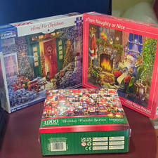 New Christmas Jigsaw Puzzles, Set Of 3 1000 Piece Puzzles.