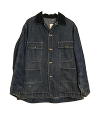 JC Penny Big Mac Denim Chore Coat Blanket Lined Size Large - XL? Missing Labels