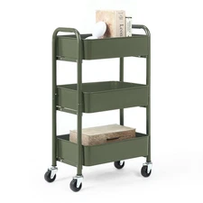 3-Tier Delicate Compact Rolling Metal Storage Organizer Mobile Utility Cart
