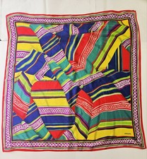 Oscar de la Renta Studio Silk Scarf 34" Sq Vintage Japan Bold Colors Stripes
