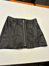 Wild Fable Black Faux Leather Mini Skirt Short Solid Zip Closure Zipper Size S