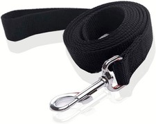 8ft Black Nylon Dog Leash 1-inch Wide Walking Training Leash for Large Dogs