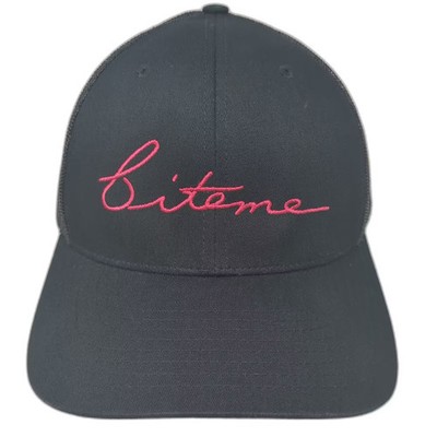 Richardson Trucker Hat Black Pink Bite Me Embroidered Snapback One Size OSFM