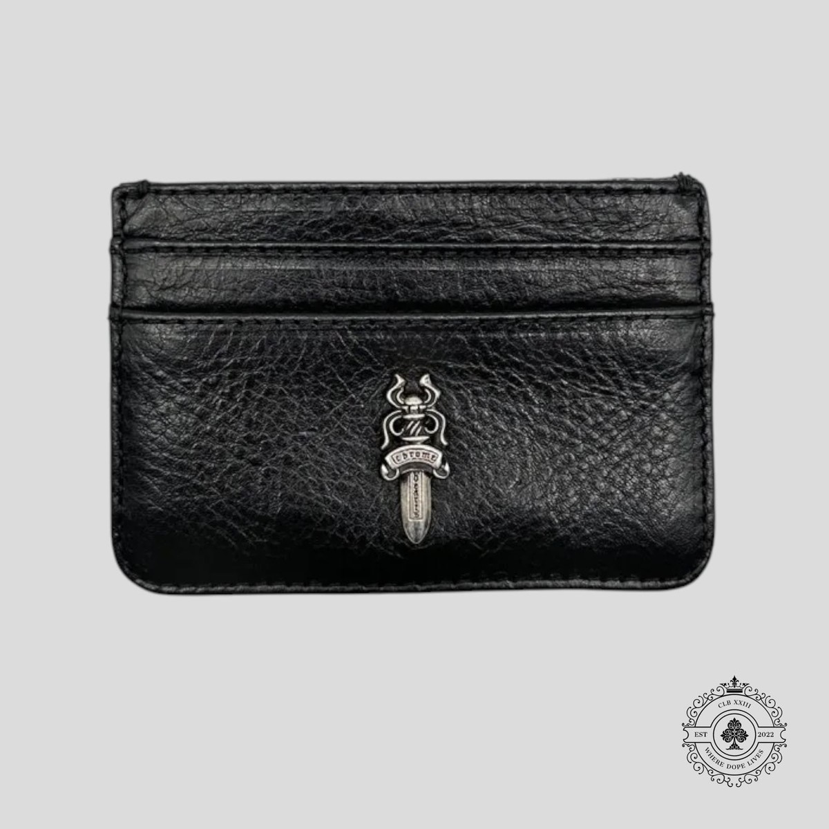 Chrome Hearts Leather Dagger Scroll Card Holder in Black | eBay