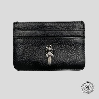 Chrome Hearts Leather Dagger Scroll Card Holder in Black | eBay