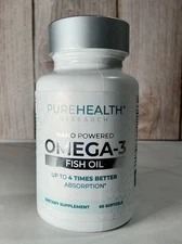 Pure Health Research Omega-3 Fish Oil NANO POWERED 60 Softgels 4x Better Absorp