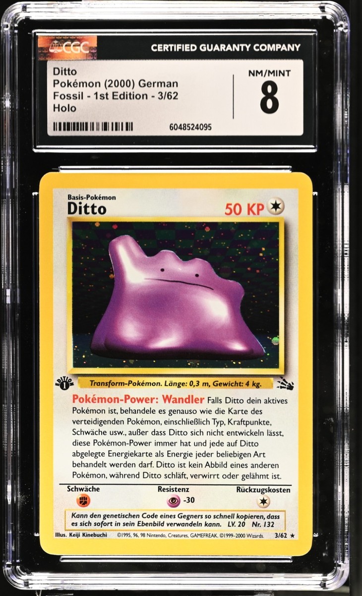 Pokémon Fossil 1st Edition German DITTO Holo CGC 8 (4095) Graded