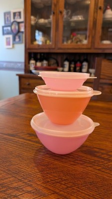 Vintage Tupperware 2 Pink Wonderlier Servalier Bowls 1 Pink