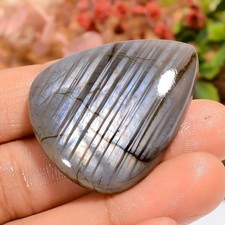 Natural Labradorite Pear 70Ct 38X31X7mm Loose Polished Stone Grey Loose Gemstone