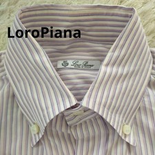 LoroPiana Purple Stripe Dress Shirt, Italian High-End, , Men