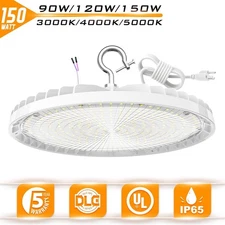 150W UFO LED High Bay Light 3000K-5000K Commercial Ceiling Fixture Dimmable Plug