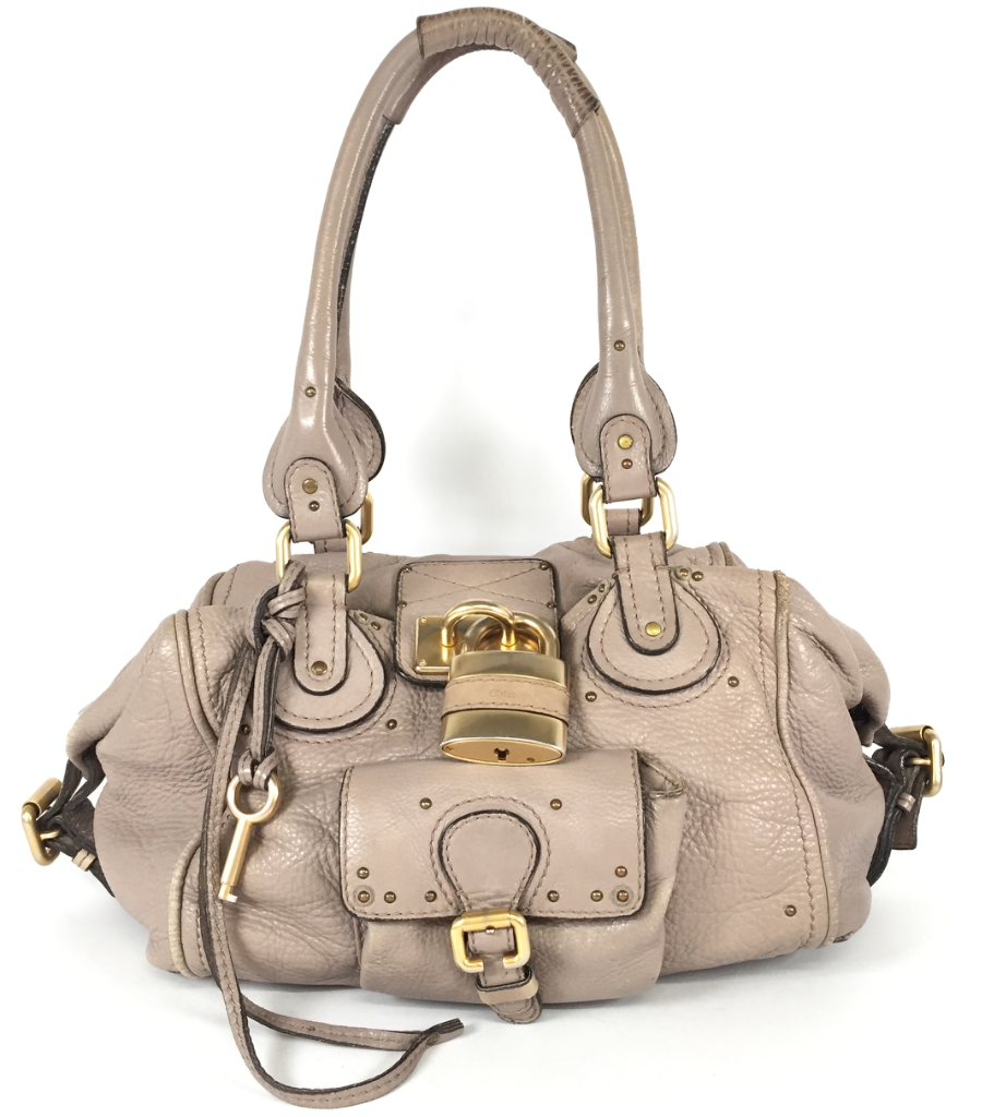 Authentic Chloe Paddington Leather Handbag w/Cadena, Key 03-09-51
