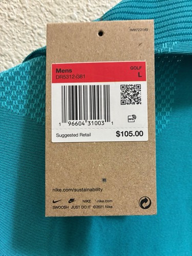 NEW Nike Dri-Fit ADV Tour Camo DR5312-381 Teal Polo Golf Shirt Men's LARGE - Picture 7 of 7