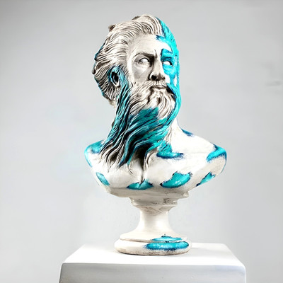 Große handbemalte Poseidon Pop Art Skulptur griechische Mythologie Statue,...
