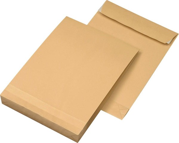 400 Versandtaschen Mit Falte Klotzboden Faltentaschen Braun Din B4 Haftklebend-image