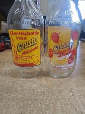 2x Vintage Advertising Glass Pint Milk Bottle Crusha Milkshake 1980's CRS DAIRY 