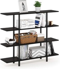 4-Tier Wide Display Shelf Storage Rack Espresso/Black