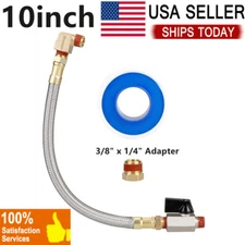 Extended Tank 10" Braided Steel Drain Hose Valve Assembly Kit for Air Compressor