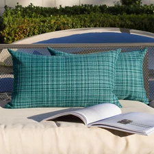 Kevin Textile Pack of 2 Decorative Outdoor Waterproof Throw Pillow Covers Lumbar
