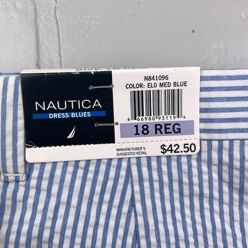 Nautica Pants Youth 18R 29Wx29L Blue White Stripe Seersucker Chino Cotton NWT - Picture 6 of 12