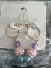 Lot of 72 Pair Melody Earrings Pink Blue Purple New in Package All Duplicates