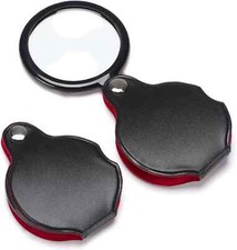 10X Small Magnifying Glass, 2 PCS Mini Pocket Magnifier Folding Magnify Glass wi
