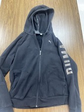 Puma Kids Full Zip Hooded Black Jacket Youth Large Boys Girls