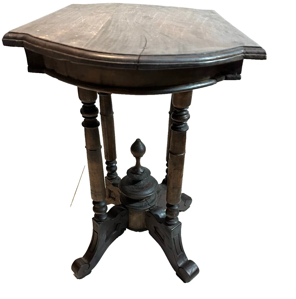 Antique French Mahogany Solid Wooden Side Table - Image 3 of 4
