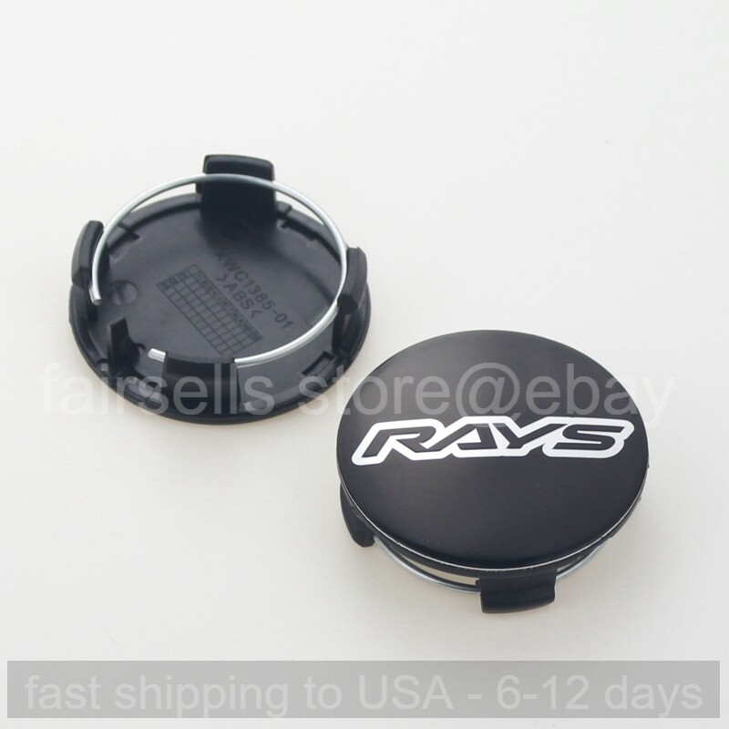 4 x 57 mm for RAYS VOLK Black Logo Badge Alloy Wheel Center Caps Rim Hub Caps