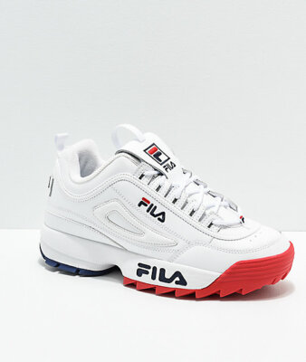 Donna Fila Disruptor II Premium Bianco Rosso Scarpe Blu Nuovo 2 | eBay