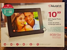 Aluratek 10" Wi-Fi Digital Photo Frame 8GB Touchscreen IPS LCD Display Card Slot
