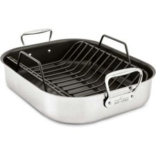 All-Clad 13 x 16 Large Stainless Steel Nonstick Roaster with Rack