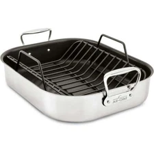 All-Clad 13 x 16 Large Stainless Steel Nonstick Roaster with Rack