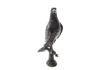 LARGE ANTIQUE ENGLISH BRONZE HAWK BIRD DESK SEAL FULBOURN C1850