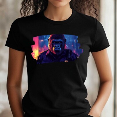 Frauen T-Shirt Gorilla als Polizist Motiv Baumwolle Größe S bis 3XL