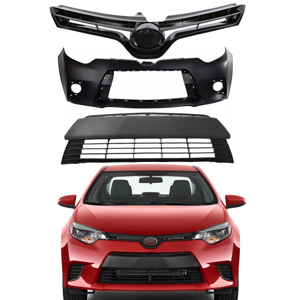 2014-2016 Toyota Corolla Front Bumper Cover Kit Primed 5311202450 5211903904