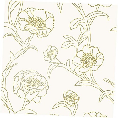 Peonies Removable Peel and Stick Floral Wallpaper, 20.5 in X 16.5 Gold