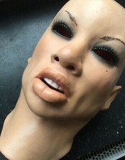 Latexmaske JOLIE +WIMPERN +ZÄHNE Frauengesicht Puppe Frau Trans Crossdresser