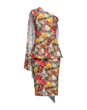 NWT CHIARA BONI LA PETITE ROBE Angaly Peplum Cape Dress Water Colors 10 695