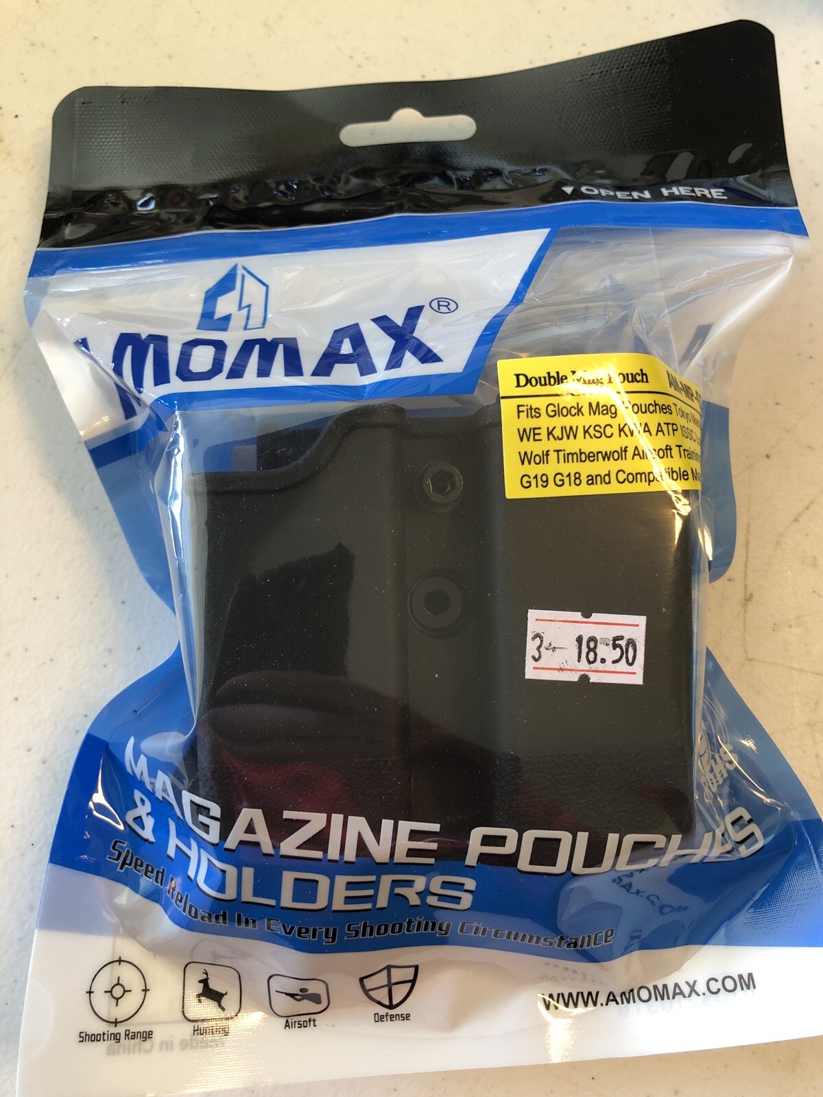 Amomax OWB Polymer Paddle Double Mag Pouch Fits Glock Mags-image
