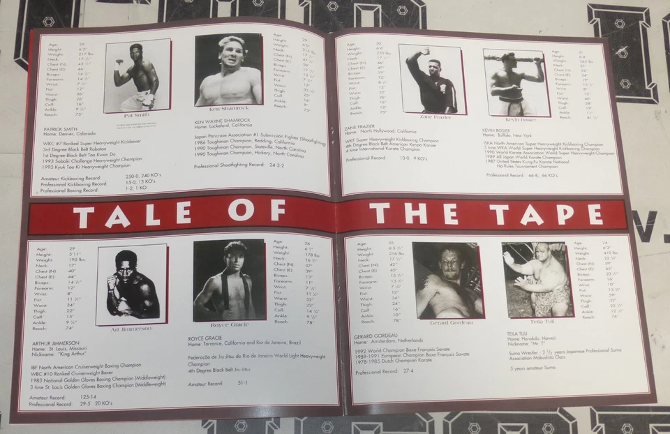 Ken Shamrock Royce Gracie Pat Smith Zane Frazier +1 Signed Replica UFC 1 Program - Image 3 of 4