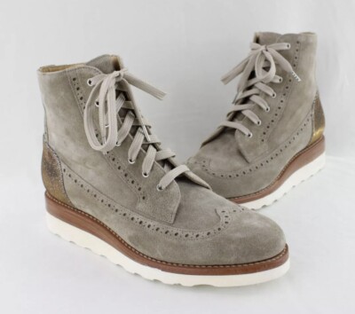 NEW* The Office of Angela Scott Mr. Harrison Boot Gray Suede w/Bling 38 US8 NWOB