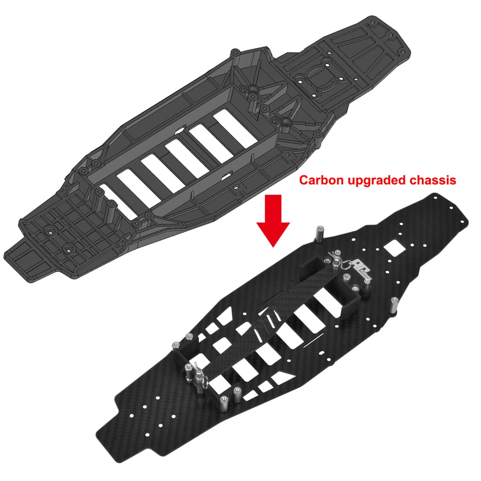 Custom Carbon Lower Deck Chassis Kit for Tamiya FF03 FF-03 Pro Upgrades Parts - Image 3 of 4