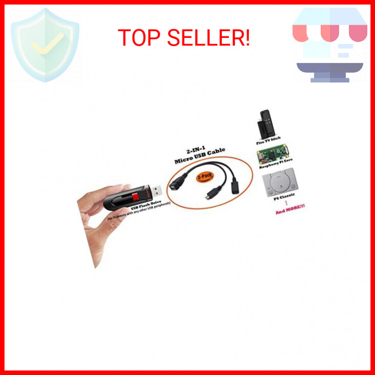 AuviPal 2in1 Micro USB to USB Adapter (OTG Cable + Power Cable) for