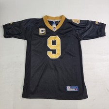 Drew Brees Captains New Orleans Saints Football Jersey Black Sewn Youth L 14-16